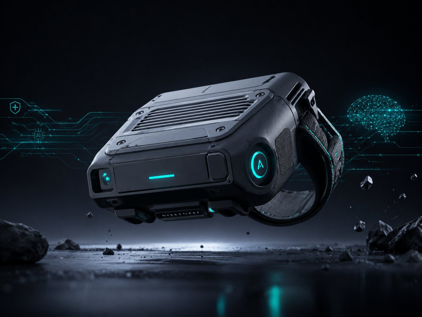 Rugged AXON wearable device concept with edge AI and secure hardware