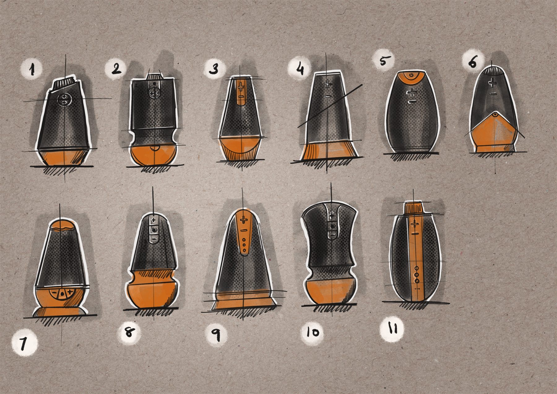 Round 02 — refinement of the tapered family with CMF callouts.